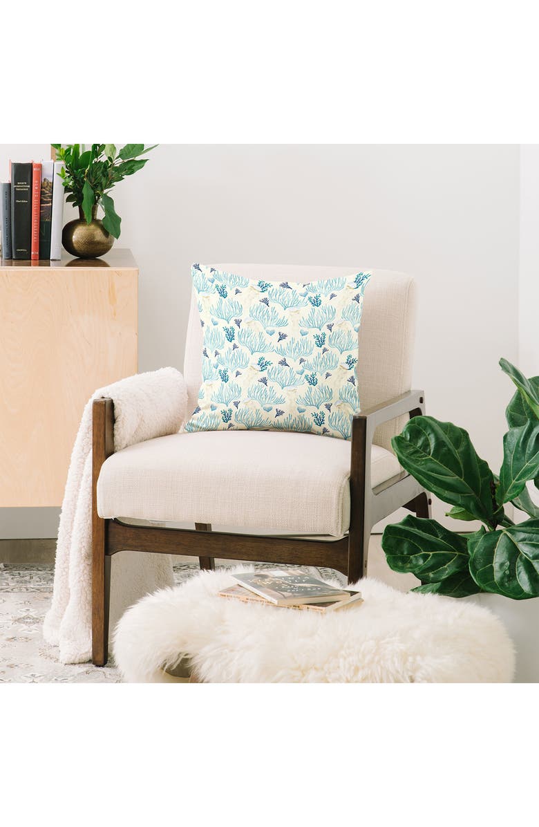 Deny Designs Coral Yellow Square Throw Pillow, Alternate, color, Blue