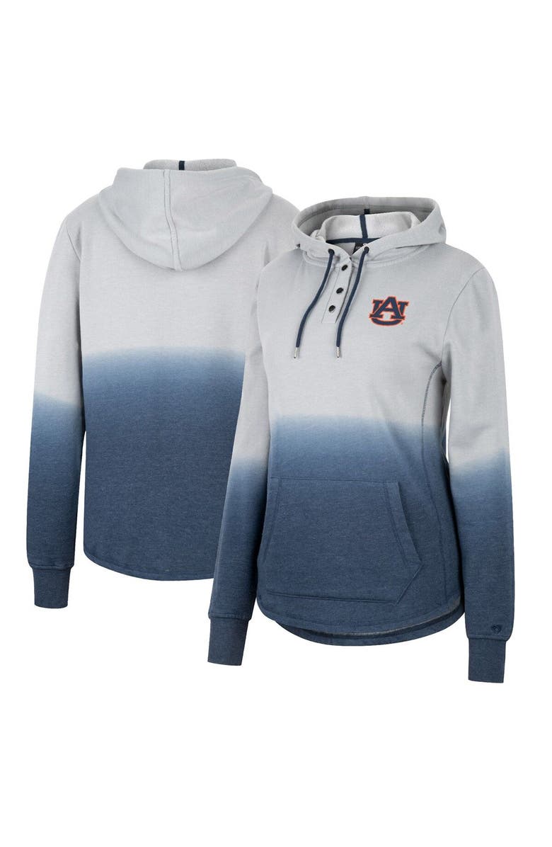COLOSSEUM Women's Colosseum Gray/Navy Auburn Tigers Aurelia Dip-Dye Quarter-Snap Pullover Hoodie, Main, color, 