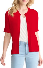 Jones New York Rib Short Sleeve Cardigan