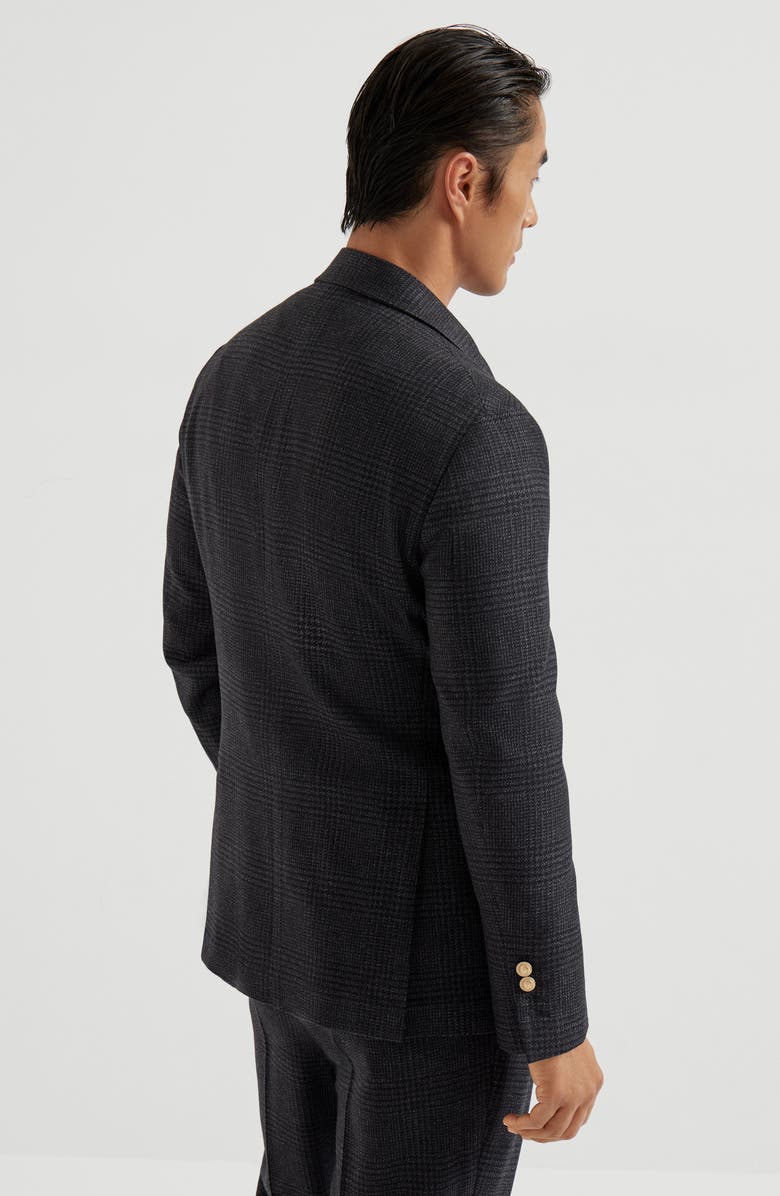 Brunello Cucinelli Prince of Wales deconstructed blazer, Alternate, color, Anthracite