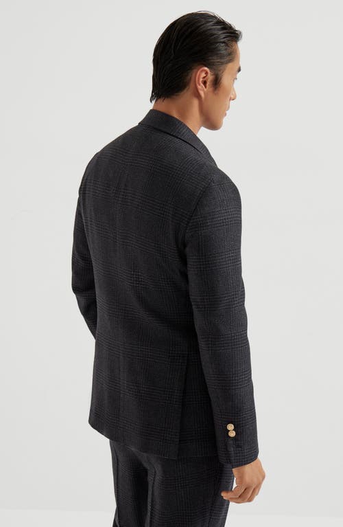 Brunello Cucinelli Prince Of Wales Deconstructed Blazer In Gray