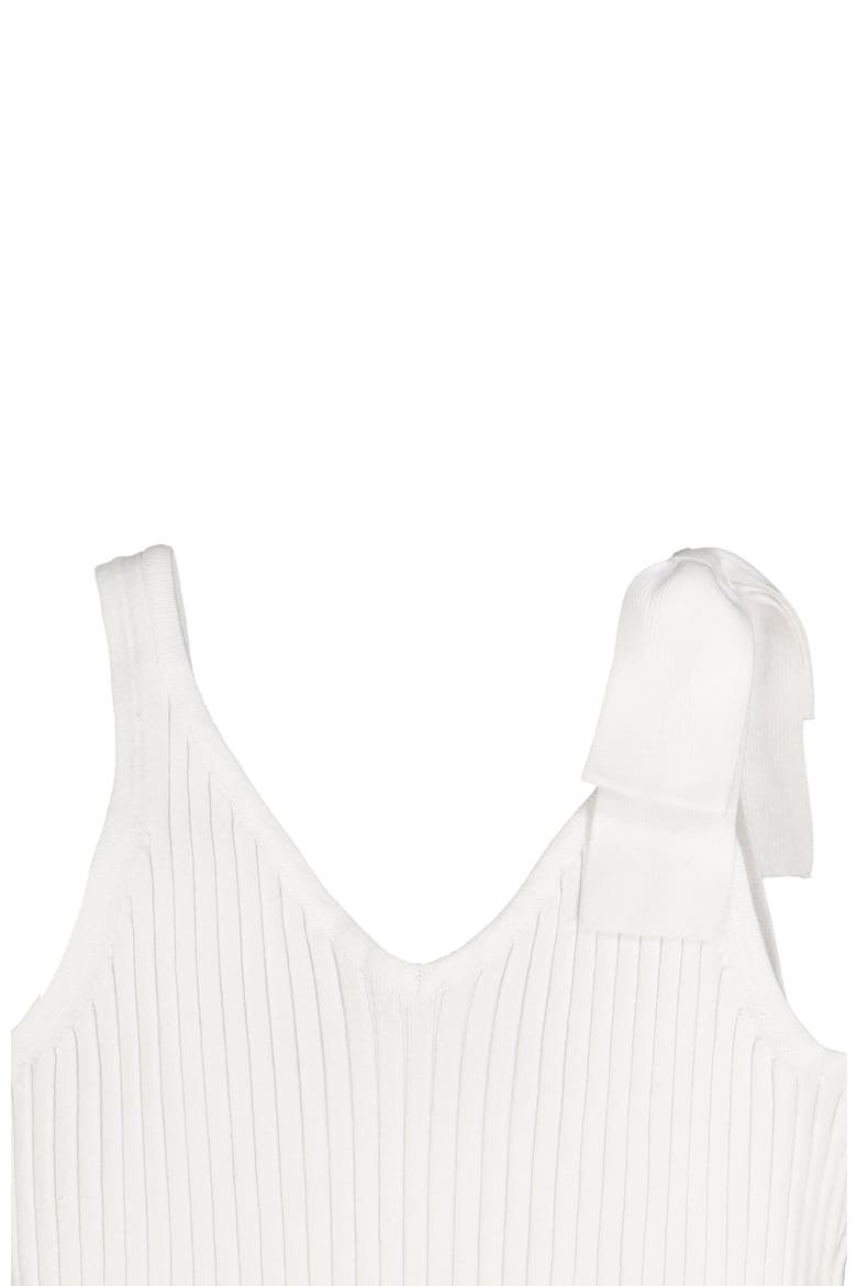 Women's V-Neck Rib Knit Tank with Bow, Alternate, color, White Rib