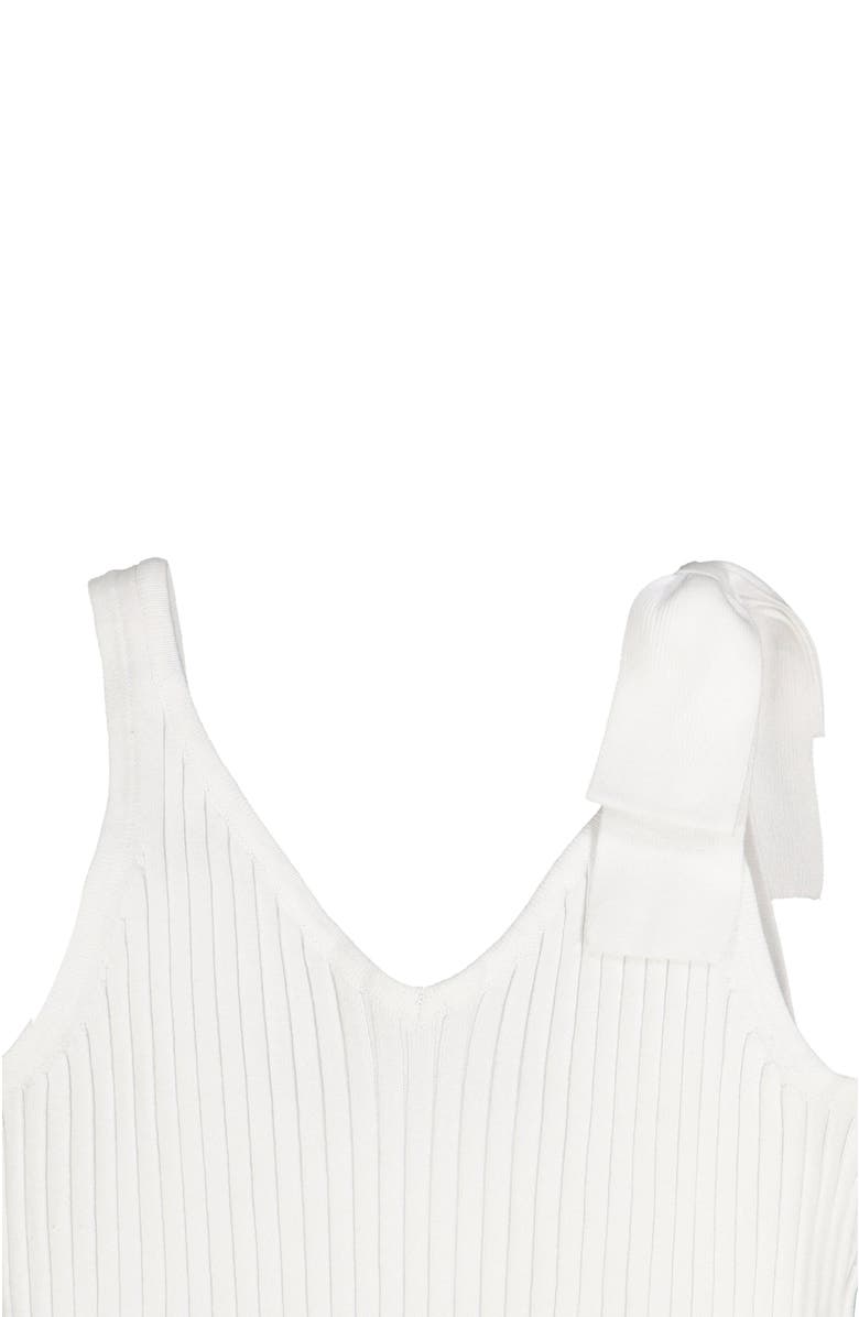 Hope & Henry Women's V-Neck Rib Knit Tank with Bow, Alternate, color, White Rib