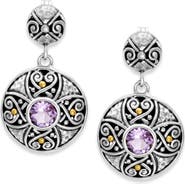 SAMUEL B. Sterling Silver & 18K Gold Semiprecious Stone Round Drop Earrings