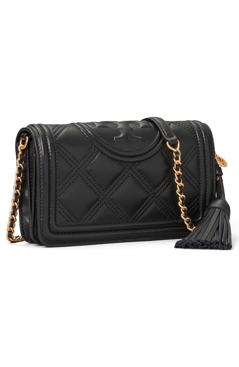 Tory Burch Fleming Quilted Leather Wallet on a Chain, Alternate, color,