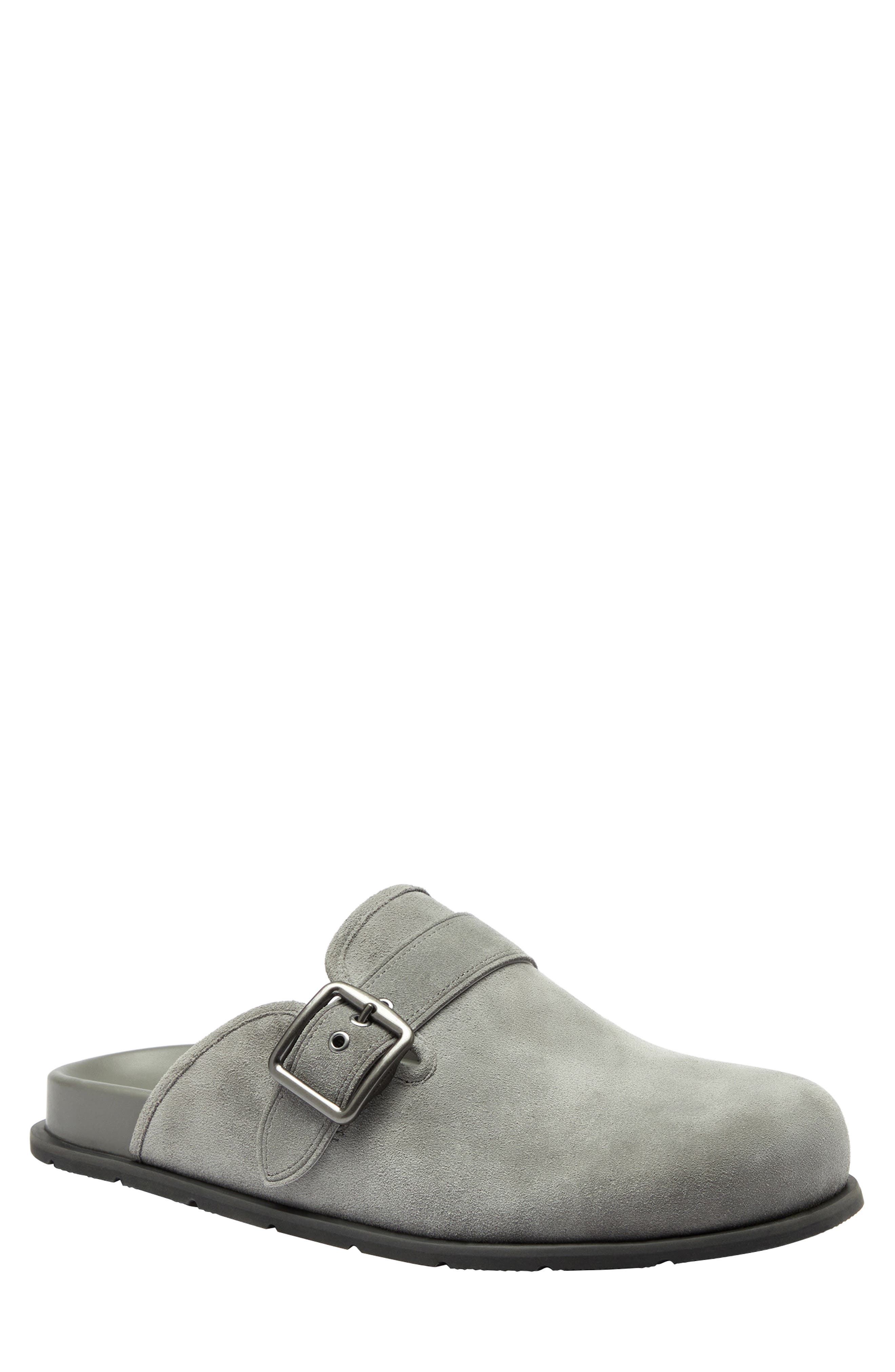 COACH Suede Buckle Clog, Main, color, Charcoal