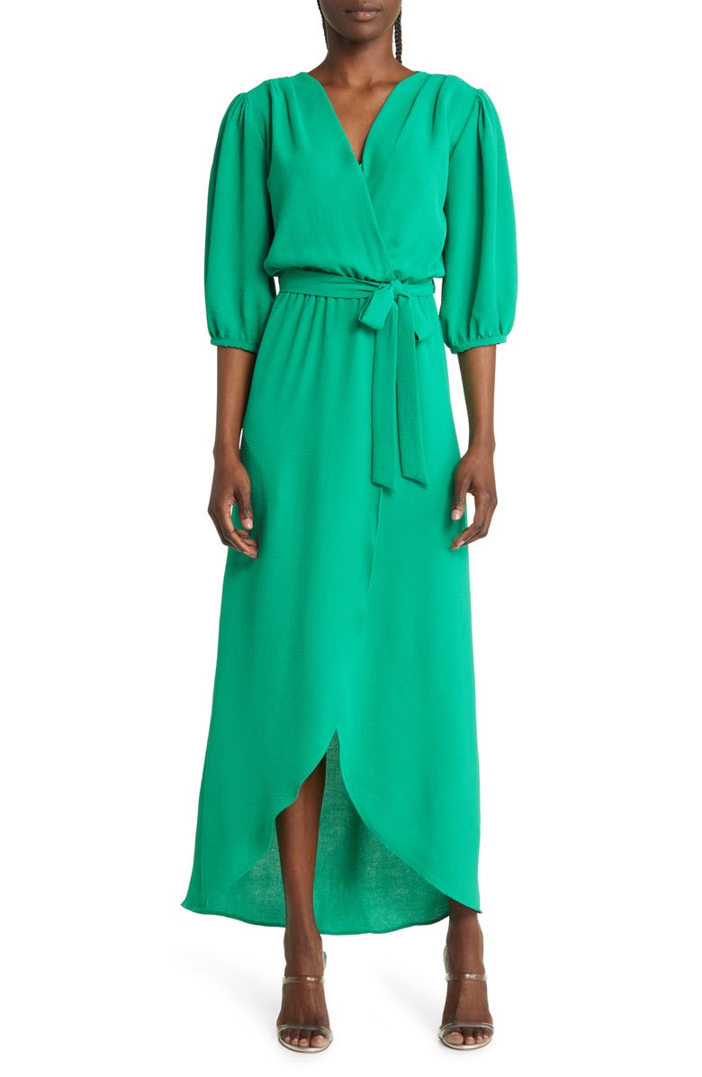 Fraiche by J Puff Sleeve Faux Wrap Maxi Dress, Main, color,