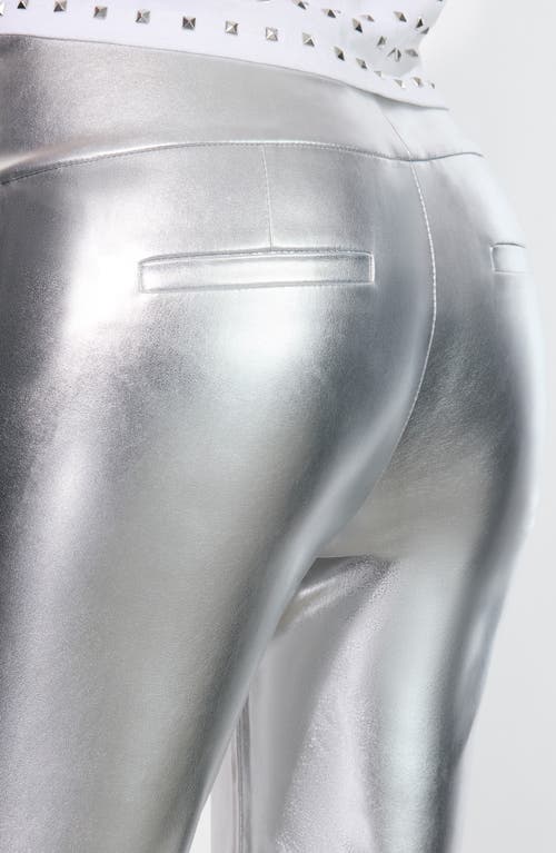 Alice And Olivia Alice + Olivia Olivia Faux Leather Flare Pants In Silver