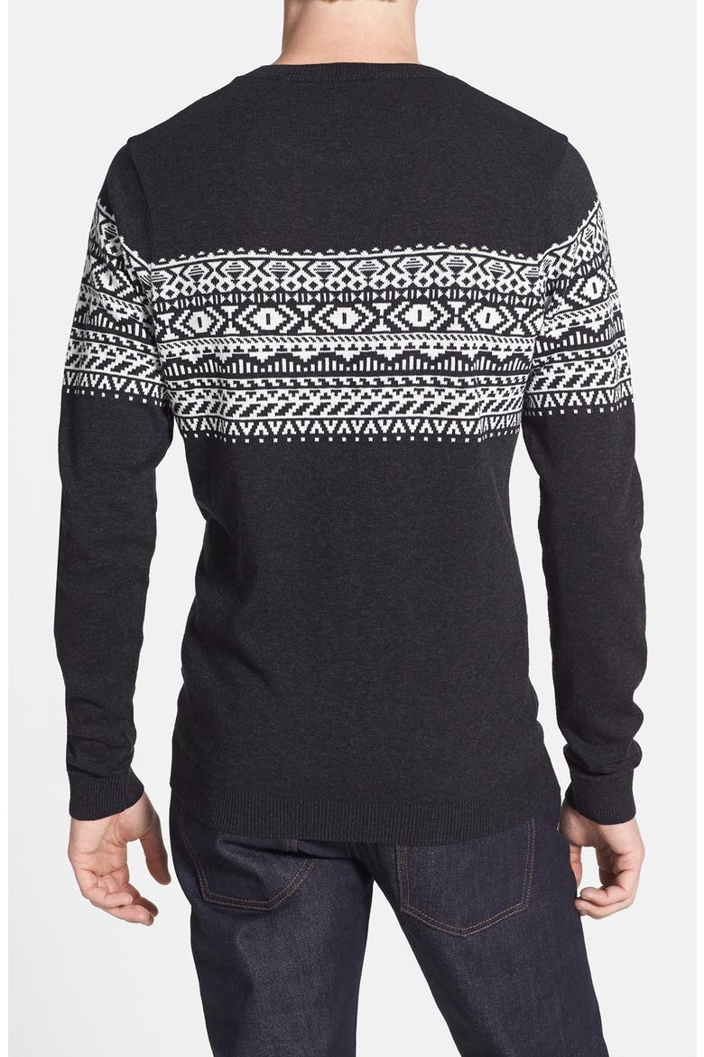 Pattern Crewneck Sweater, Alternate, color, CHARCOAL
