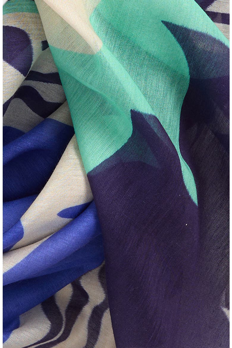 Escape Print Cotton & Silk Square Scarf, Alternate, color, ULTRAMARINE
