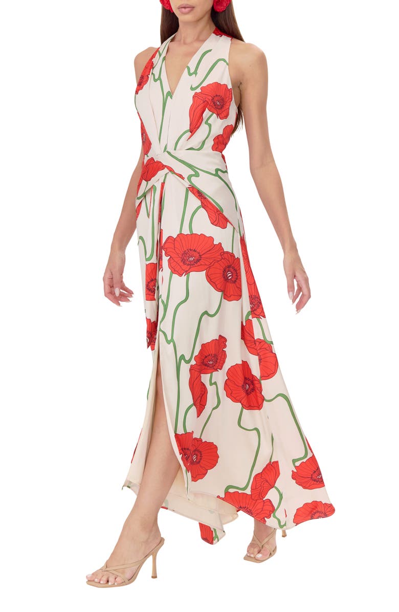 Adelyn Rae Rosalyn Abstract Rose Print Maxi Dress, Alternate, color,