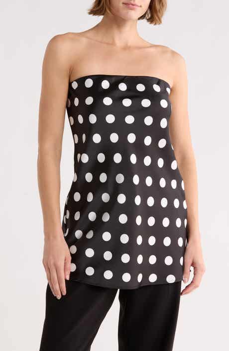 Renee C Polka Dot Strapless Tunic Top