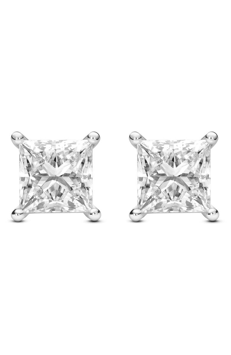 LIGHTBOX 4-Carat Princess Cut Lab Grown Diamond Stud Earrings, Main, color, 