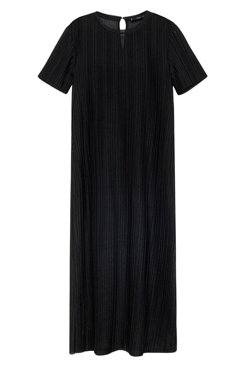 Metallic Micropleat Dress, Alternate, color, BLACK