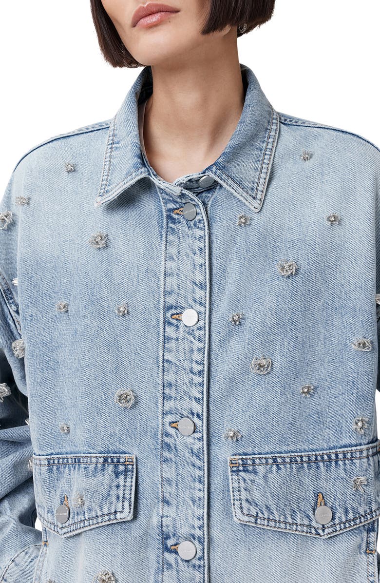 AllSaints Hettie Embellished Denim Shacket, Alternate, color, 