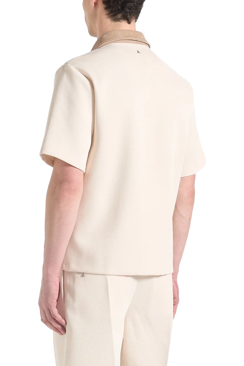 Joel Twill Shirt with Suede Revere Collar, Alternate, color, Cream