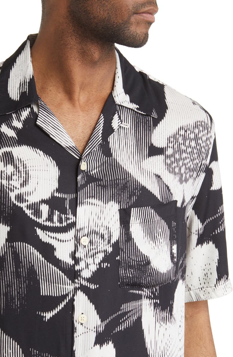 AllSaints Frequency Floral Short Sleeve Button-Up Camp Shirt, Alternate, color,