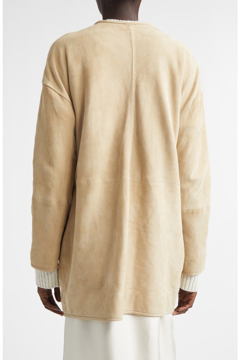 Waren Oval Goatskin Suede Coat, Alternate, color, BEIGE