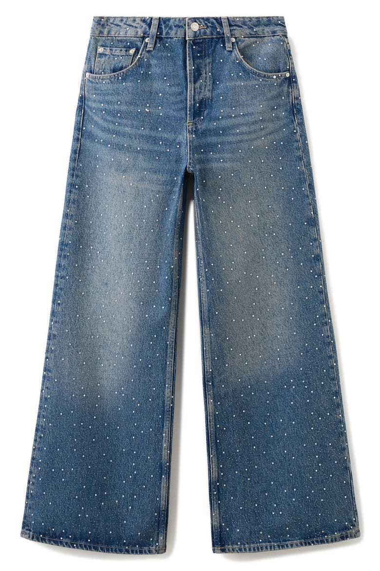 Rhinestone Wide Leg Jeans, Alternate, color, MEDIUM BLUE