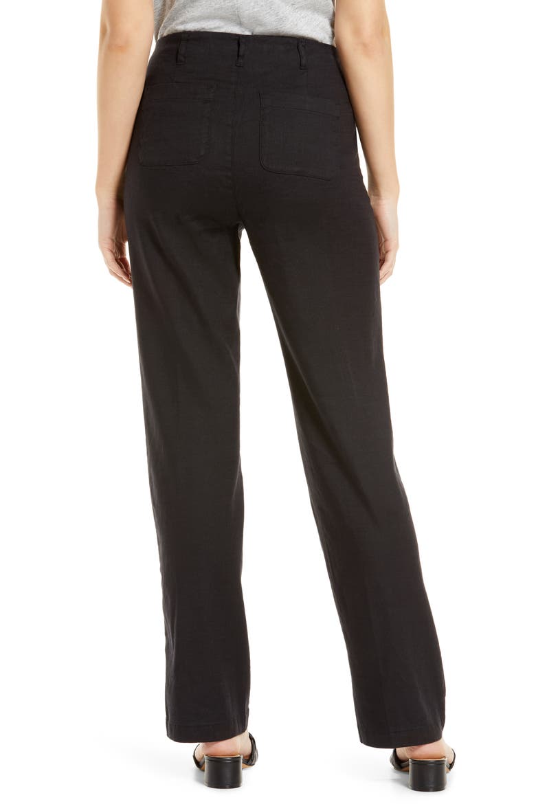 Marilyn Linen Blend Trousers, Alternate, color, BLACK