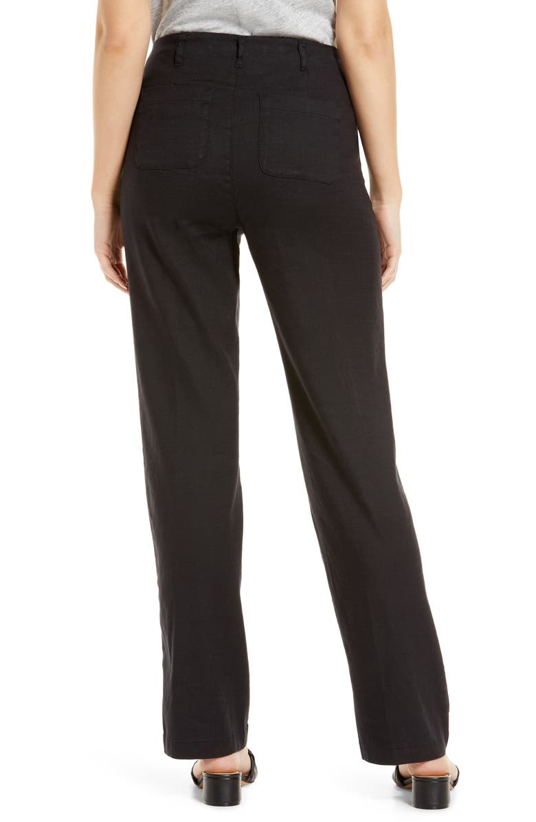 NYDJ Marilyn Linen Blend Trousers, Alternate, color, Black