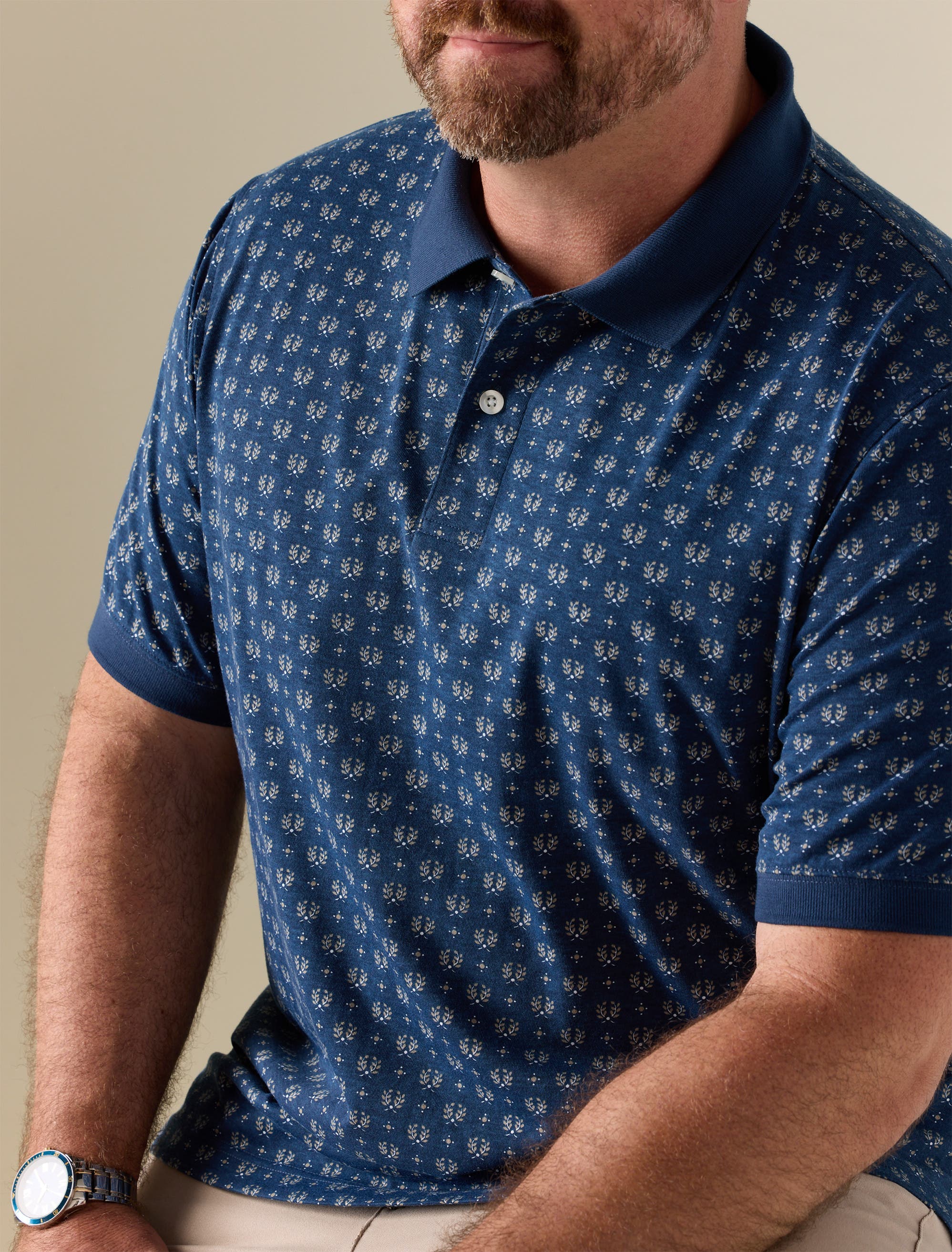 Harbor Bay by DXL Big & Tall Leaf Print Polo Shirt (Men) | Nordstrom