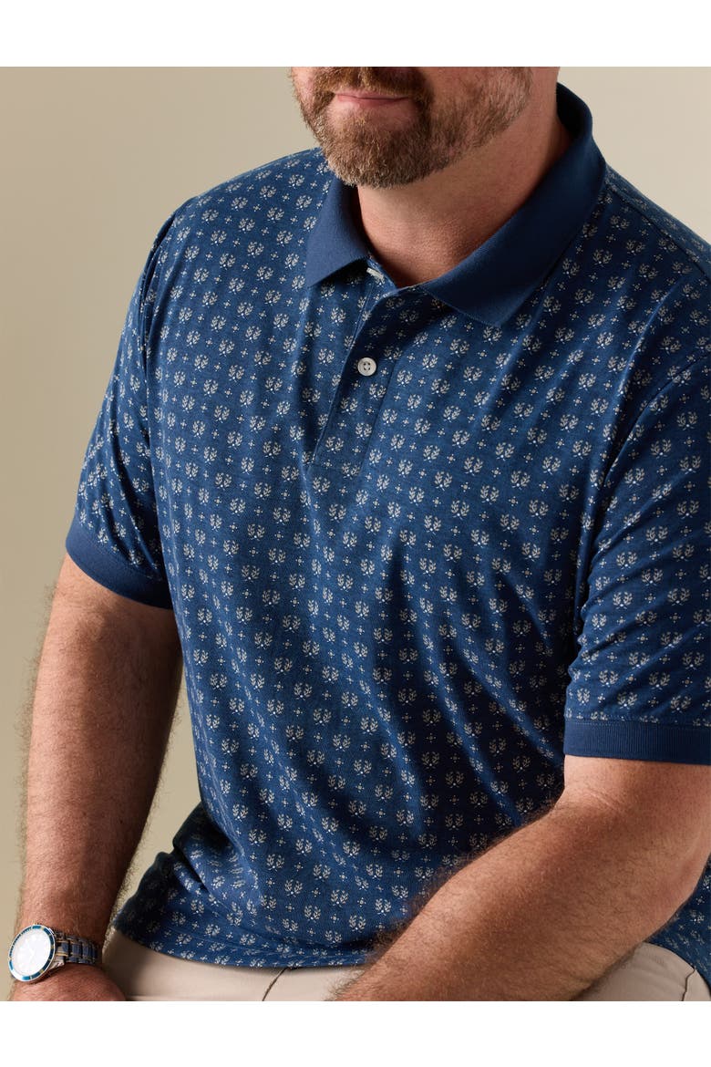 Big & Tall Leaf Print Polo Shirt, Alternate, color, INSIGNIA BLUE