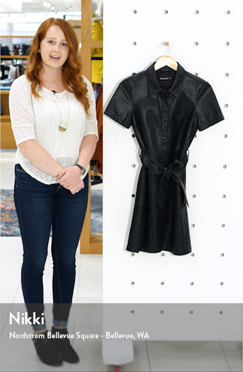 Belted Faux Leather Shirtdress, sales video thumbnail
