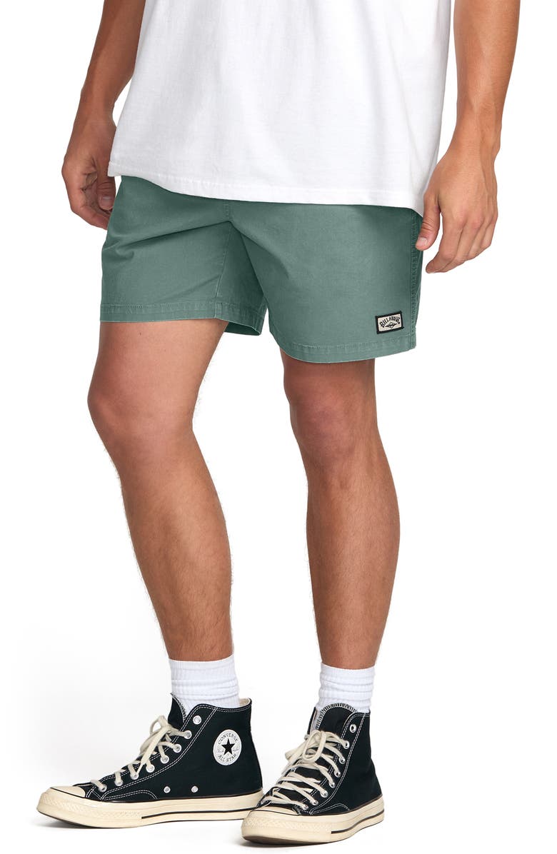 Billabong Mario Cotton Drawstring Shorts, Alternate, color, Pine