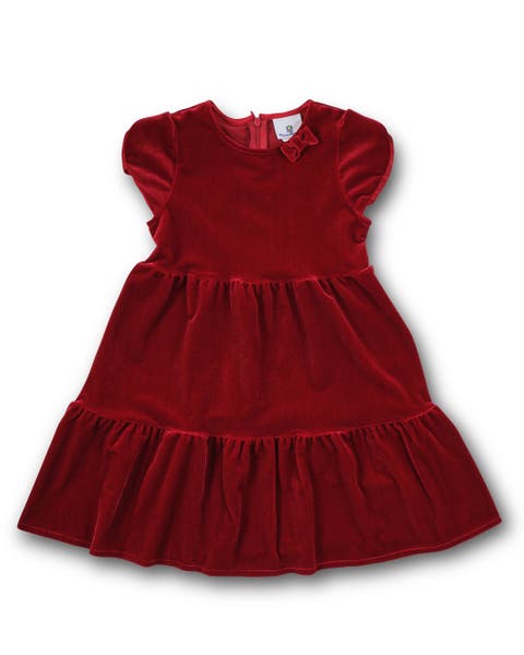 Stretch Velvet Dress With Tulip Sleeves (Toddler, Little Kid, Big Kid)