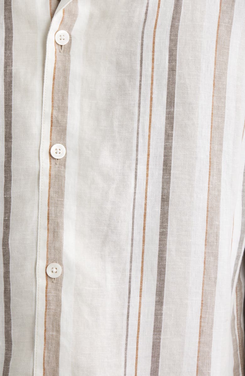 Nordstrom Stripe Linen Camp Shirt, Alternate, color, Beige Bruce Stripe