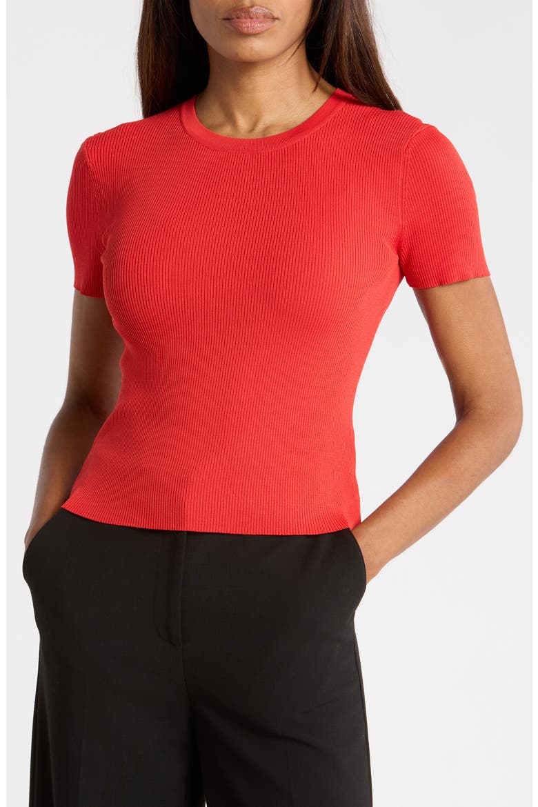 Short Sleeve Crewneck Ribbed T-Shirt, Main, color, AUTUMN HARVEST