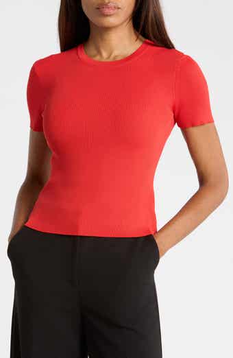 Short Sleeve Crewneck Ribbed T-Shirt