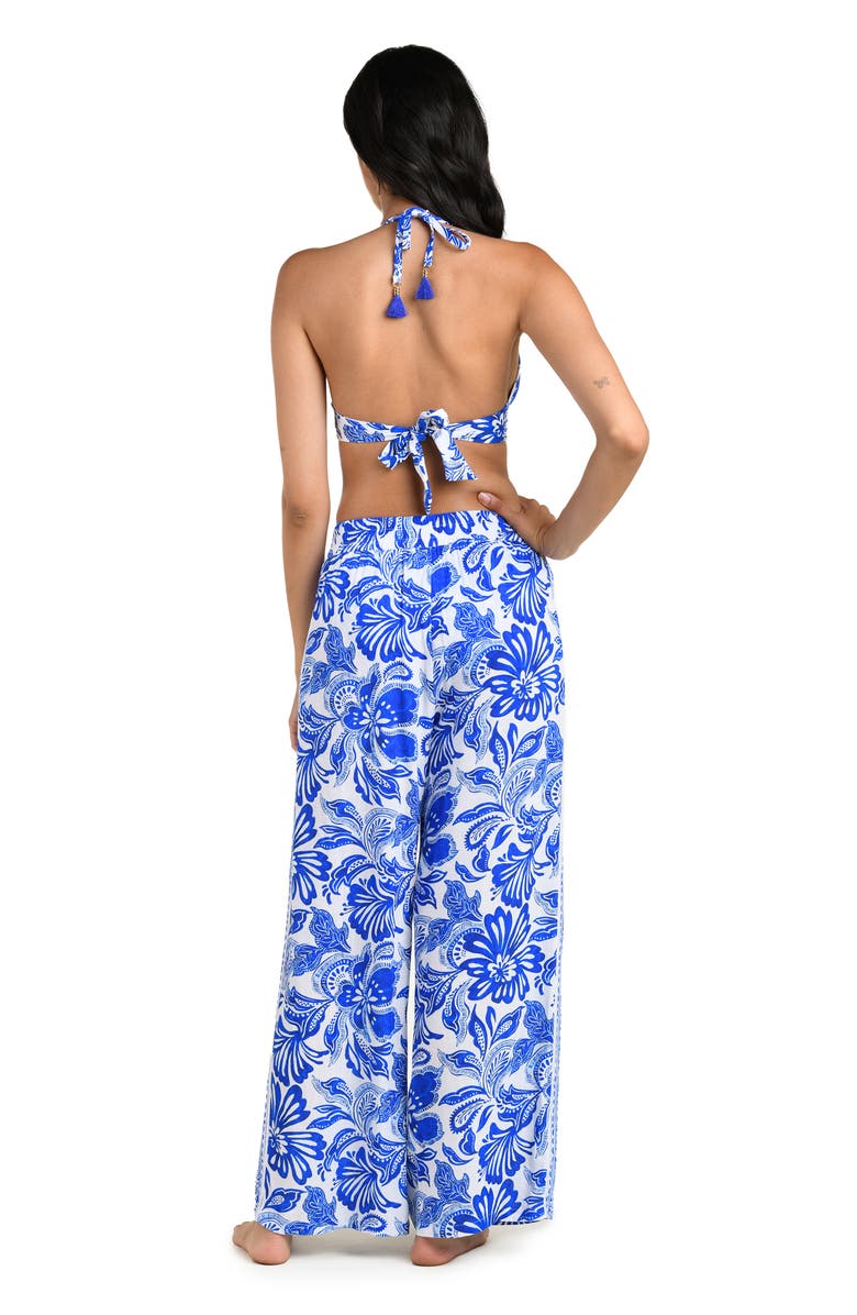 La Blanca Botanical Brocade Wide Leg Cover-Up Pants, Alternate, color, Lapis
