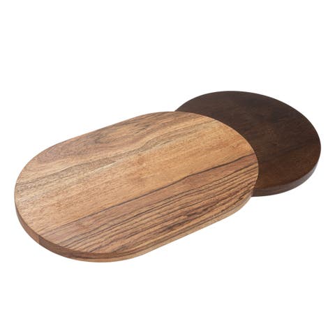 Oval Two-Tone Wood Cheese and Cutting Board