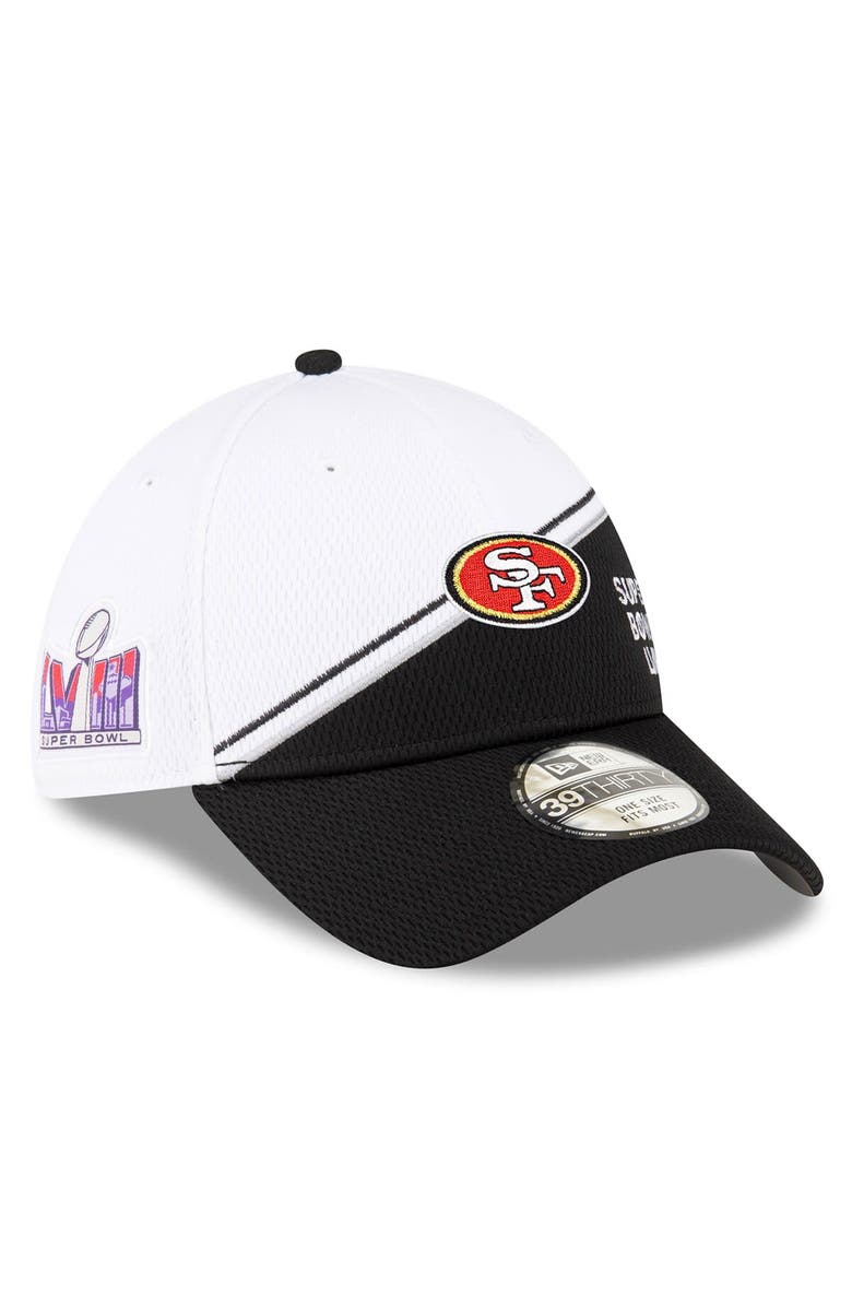 New Era Men's New Era  White/Black San Francisco 49ers Super Bowl LVIII Sideline 39THIRTY Flex Fit Hat, Main, color, 