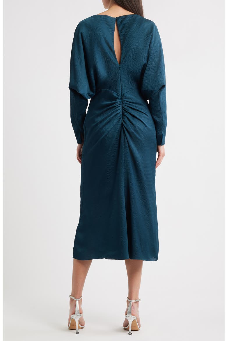 Ruched Long Sleeve Cocktail Dress, Alternate, color, PETROL