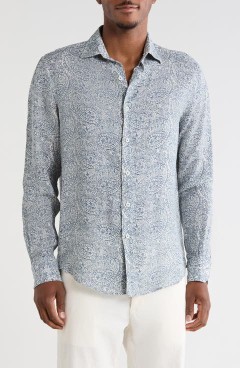 Julian Comfort Stretch Paisley Button-Up Shirt