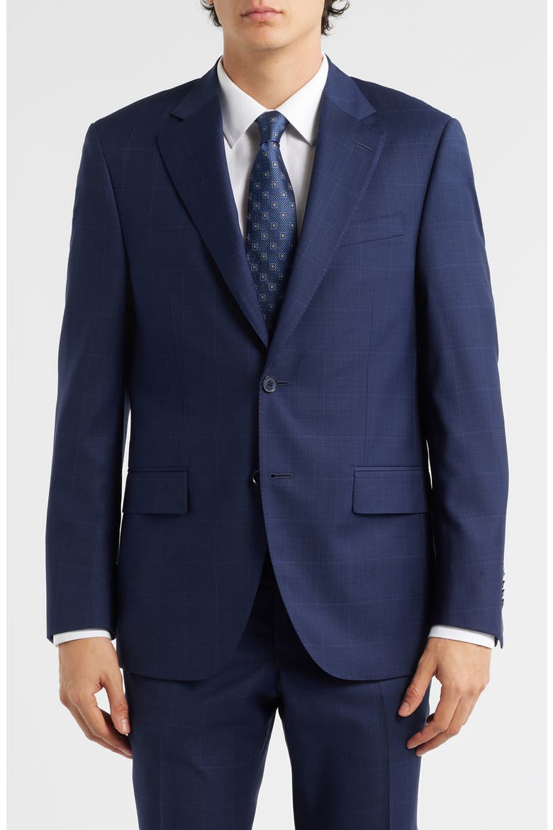 Flynn Classic Fit Navy Windowpane Check Wool Suit, Alternate, color, NAVY