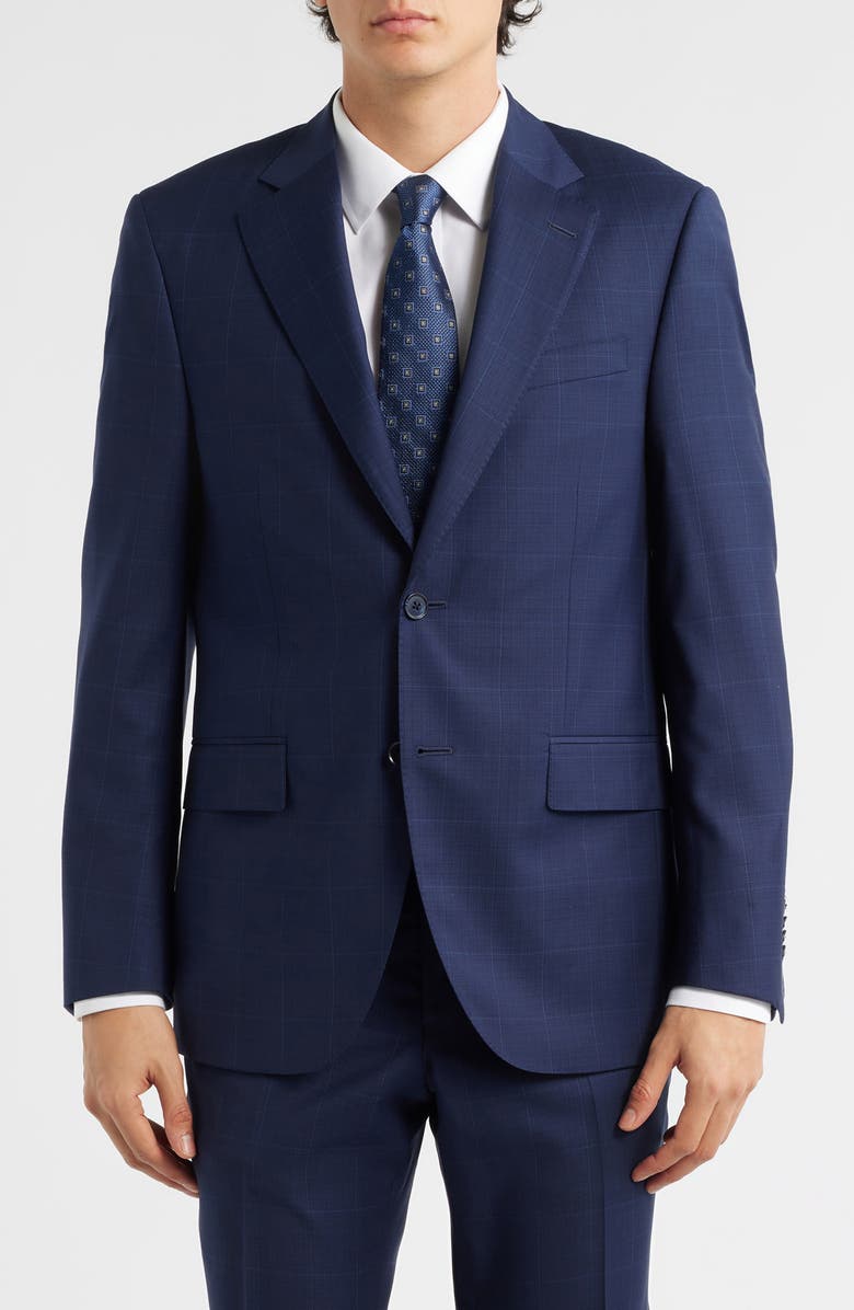 Peter Millar Flynn Classic Fit Navy Windowpane Check Wool Suit, Alternate, color, Navy