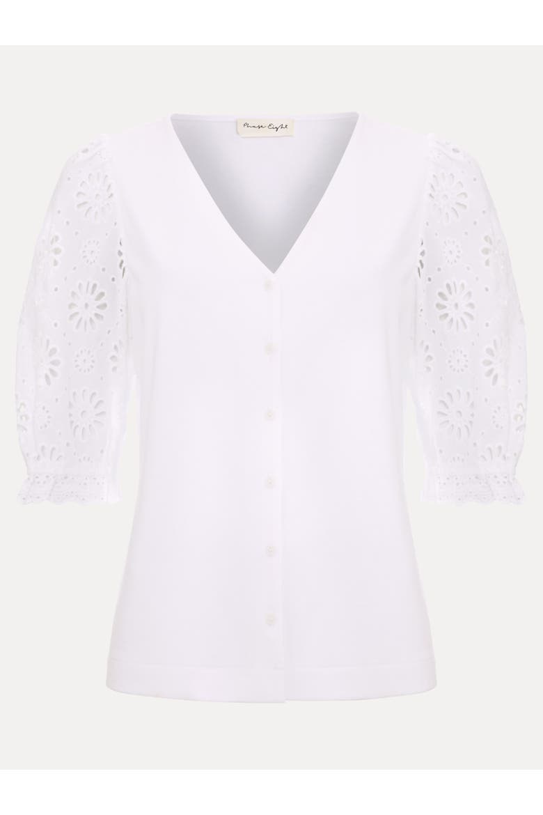 Eleanor Floral Eyelet Detail Top, Alternate, color, White