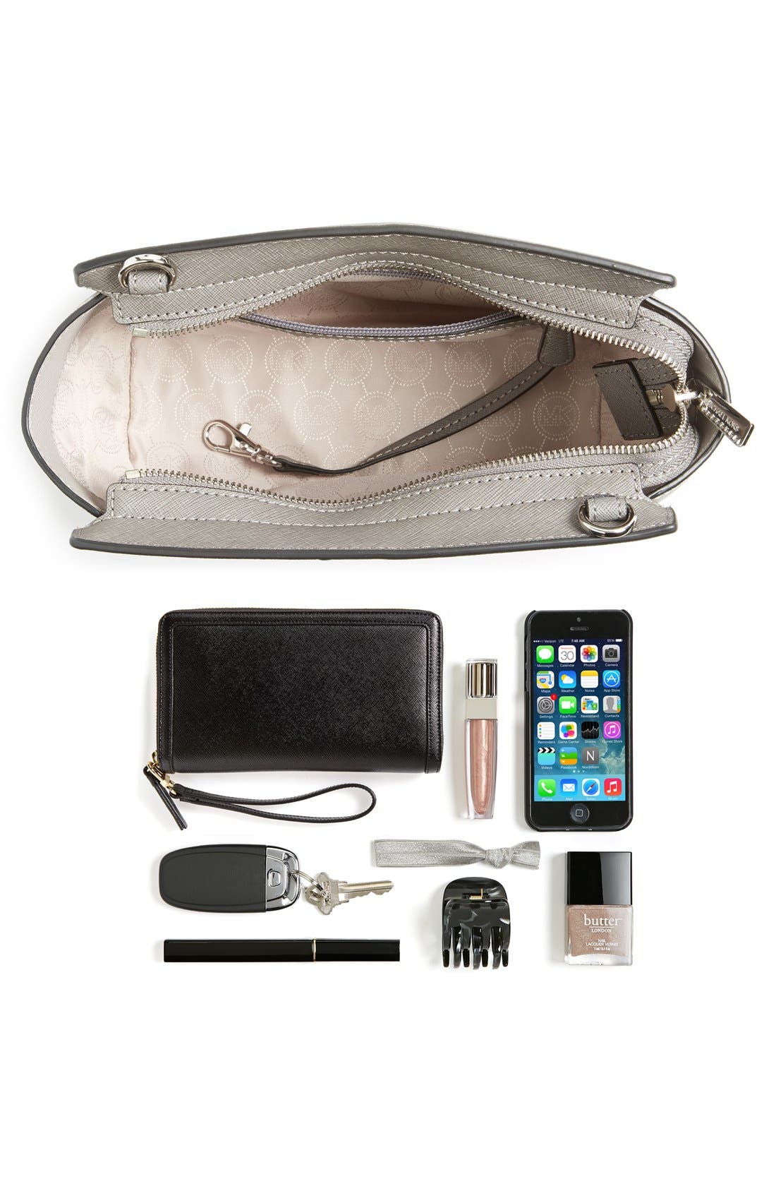 'Selma - Medium' Saffiano Leather Crossbody Bag, Alternate, color, STEEL GREY/ PEARL GREY