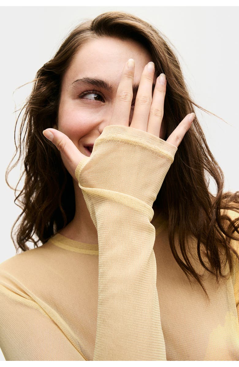 SILK LAUNDRY MESH LONG SLEEVE TOP SHELL, Alternate, color, 