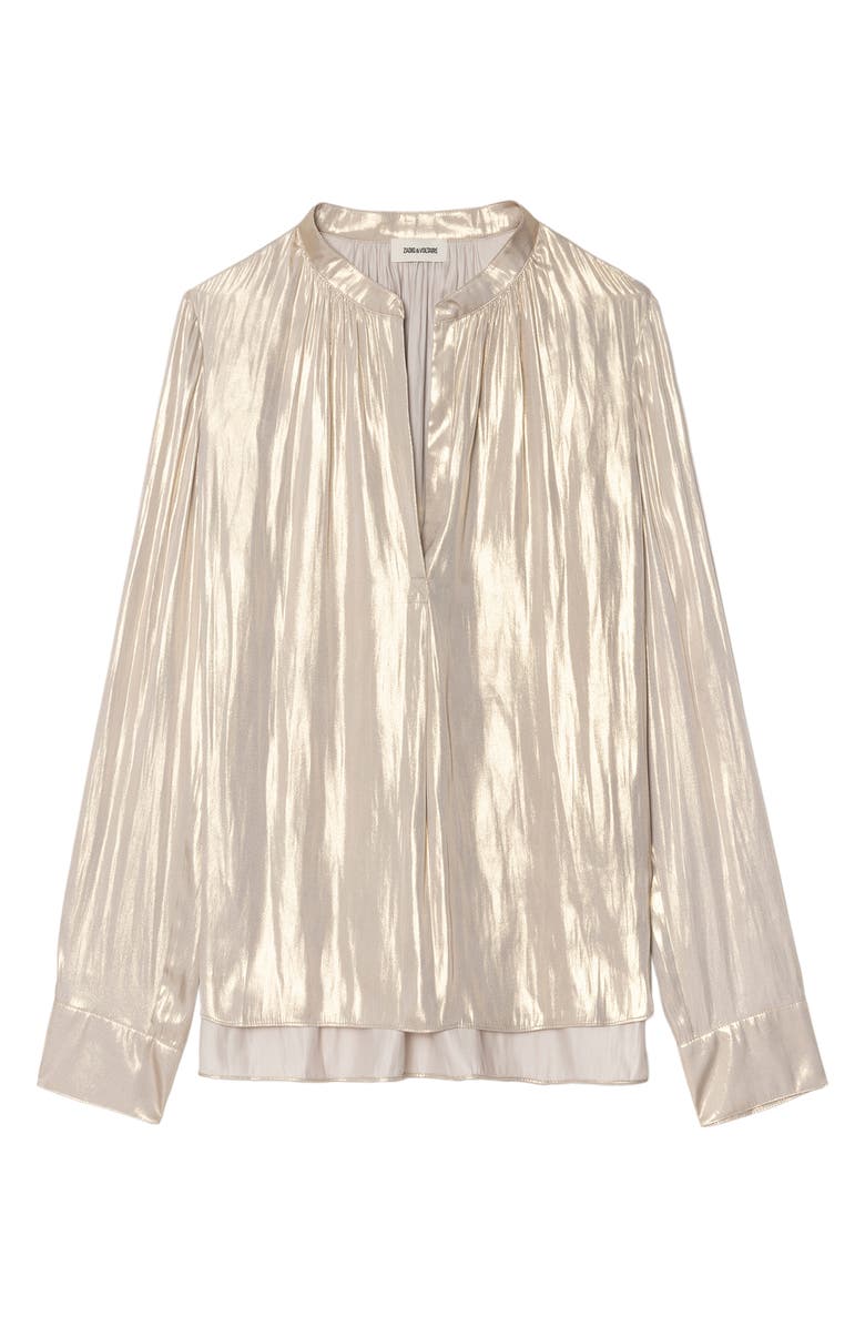 Zadig & Voltaire Tink Metallic Satin Top, Alternate, color, Gold