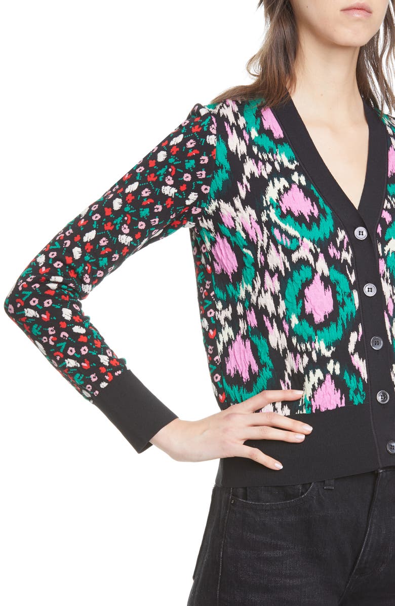 Marni Mixed Floral Jacquard Cardigan, Alternate, color,