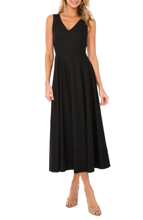 Ted Baker Pleated Waist Sleeveless Linen Blend Maxi Dress In Rich Black