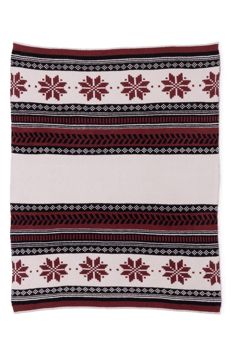 Barefoot Dreams<sup>®</sup> CozyChic<sup>®</sup> Fair Isle Throw Blanket, Main, color, Crimson Multi