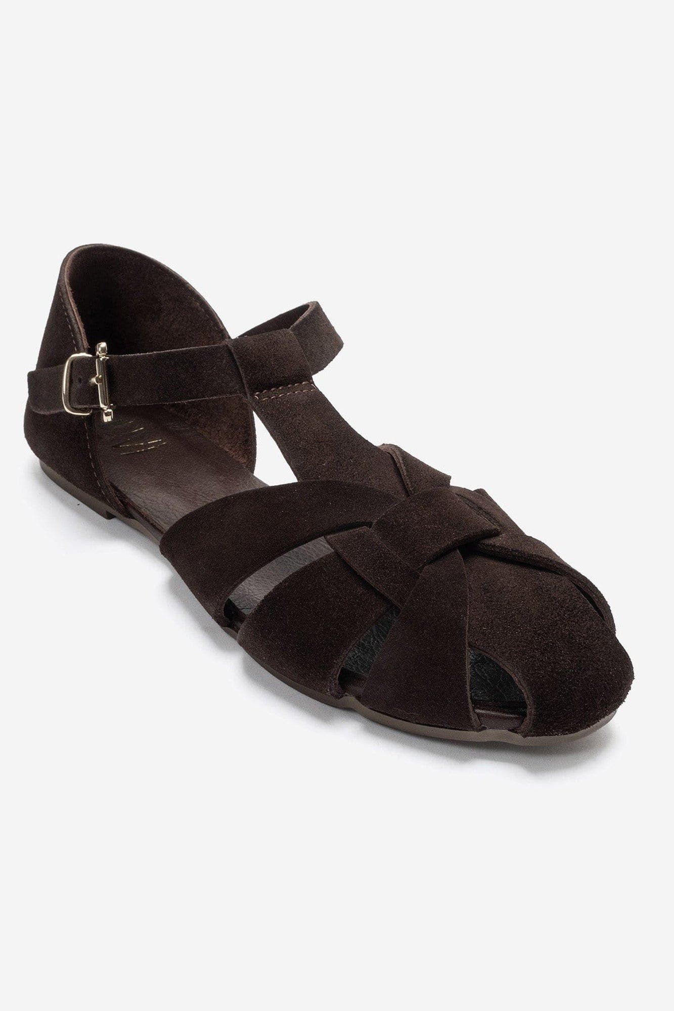 Falina Leather Sandal, Alternate, color, Brown Suede