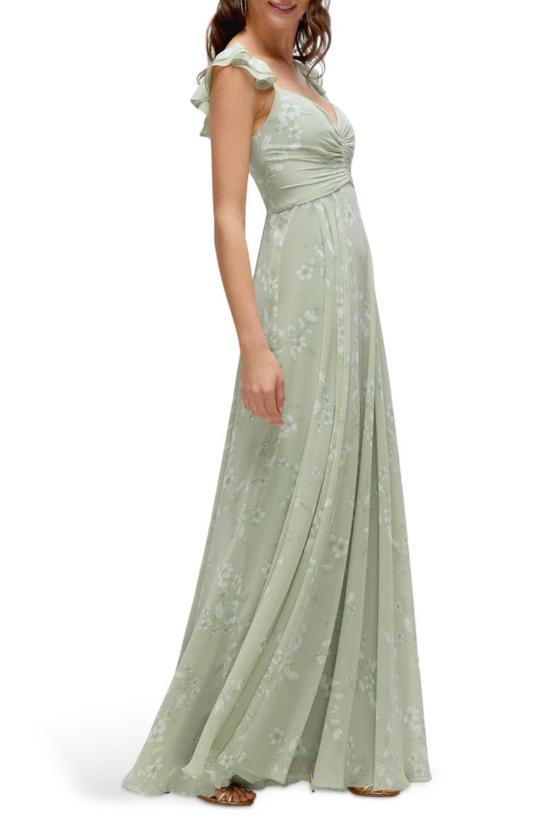 Ruffle Maxi Cocktail Dress, Alternate, color, VINTAGE PRIMROSE SAGE