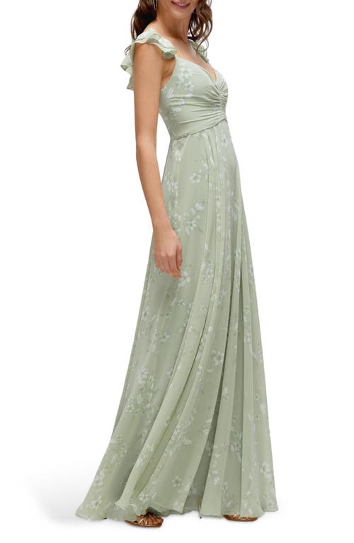 After Six Ruffle Maxi Cocktail Dress In Vintage Primrose Sage